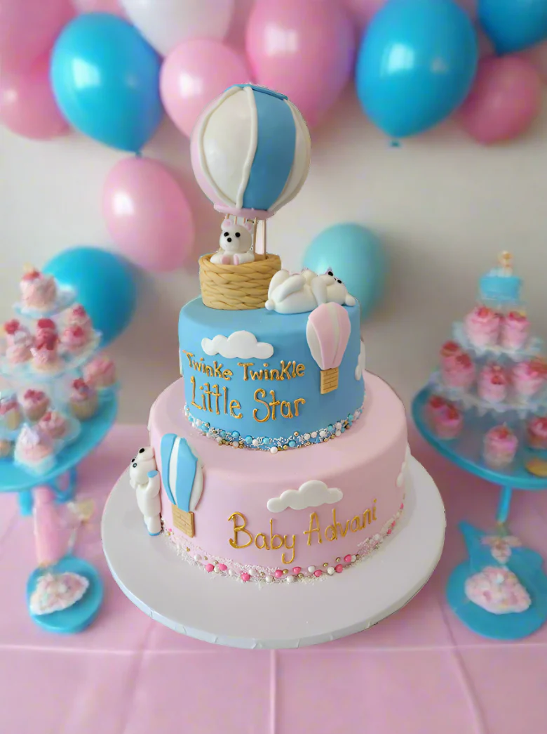Teddy Bear Hot Air Balloon Fondant Cake - Image 6