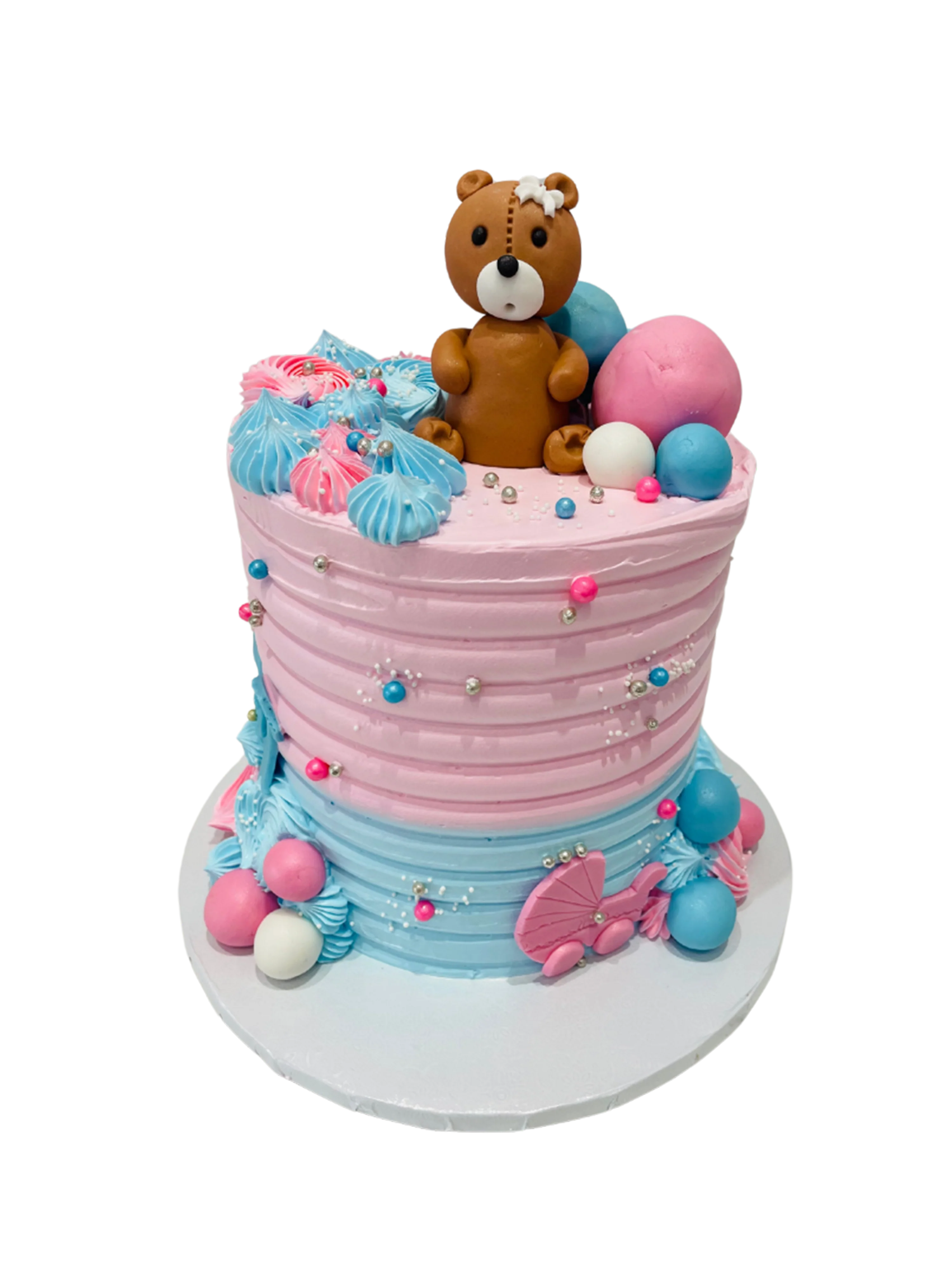 Teddy Blue & Pink Cream Cake