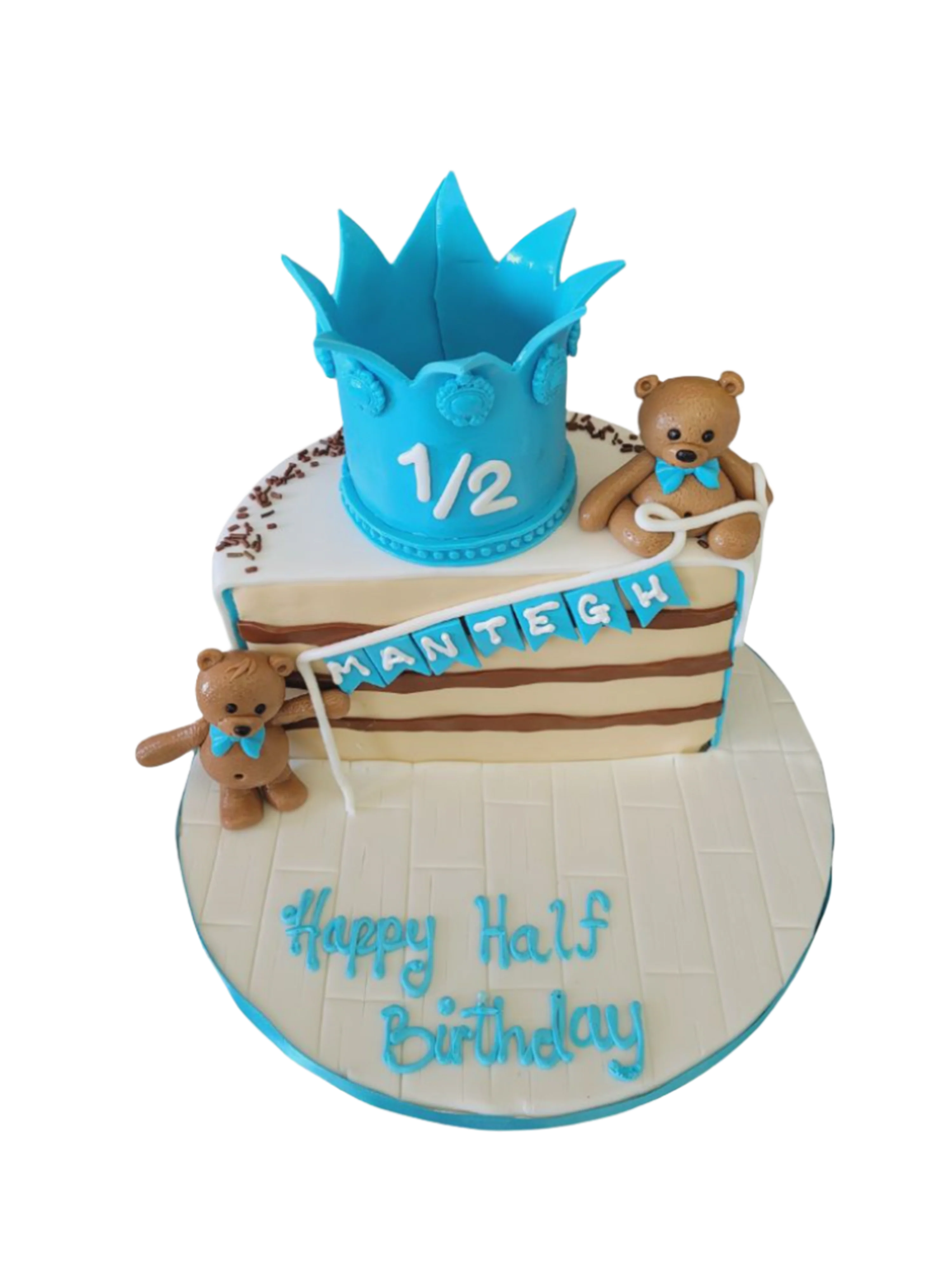 Teddy Half Birthday Fondant Cake