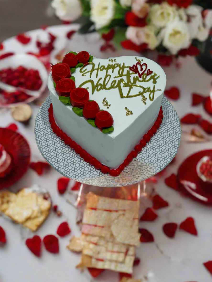 Red flower Valentines Cake - Image 2