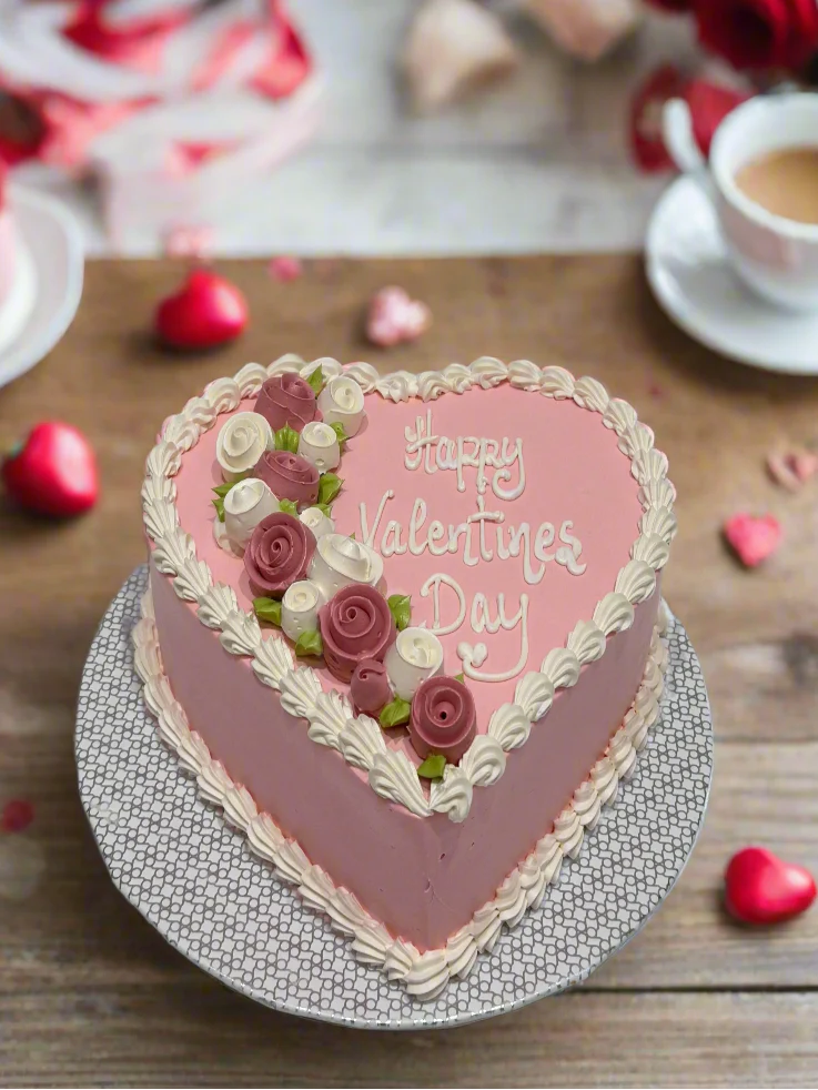 Pink Heart Valentines Cake - Image 2