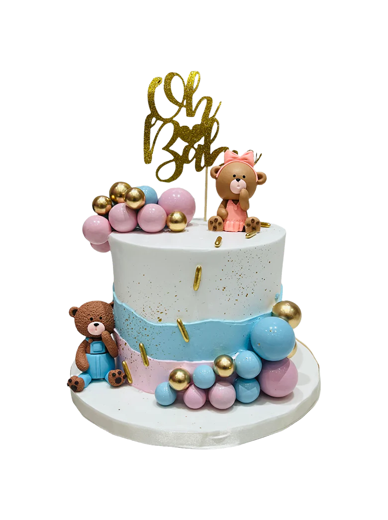 Teddy Toys Pink & Blue Cream Cake