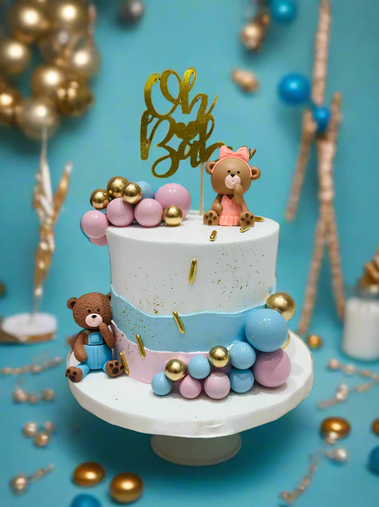 Teddy Toys Pink & Blue Cream Cake - Image 2