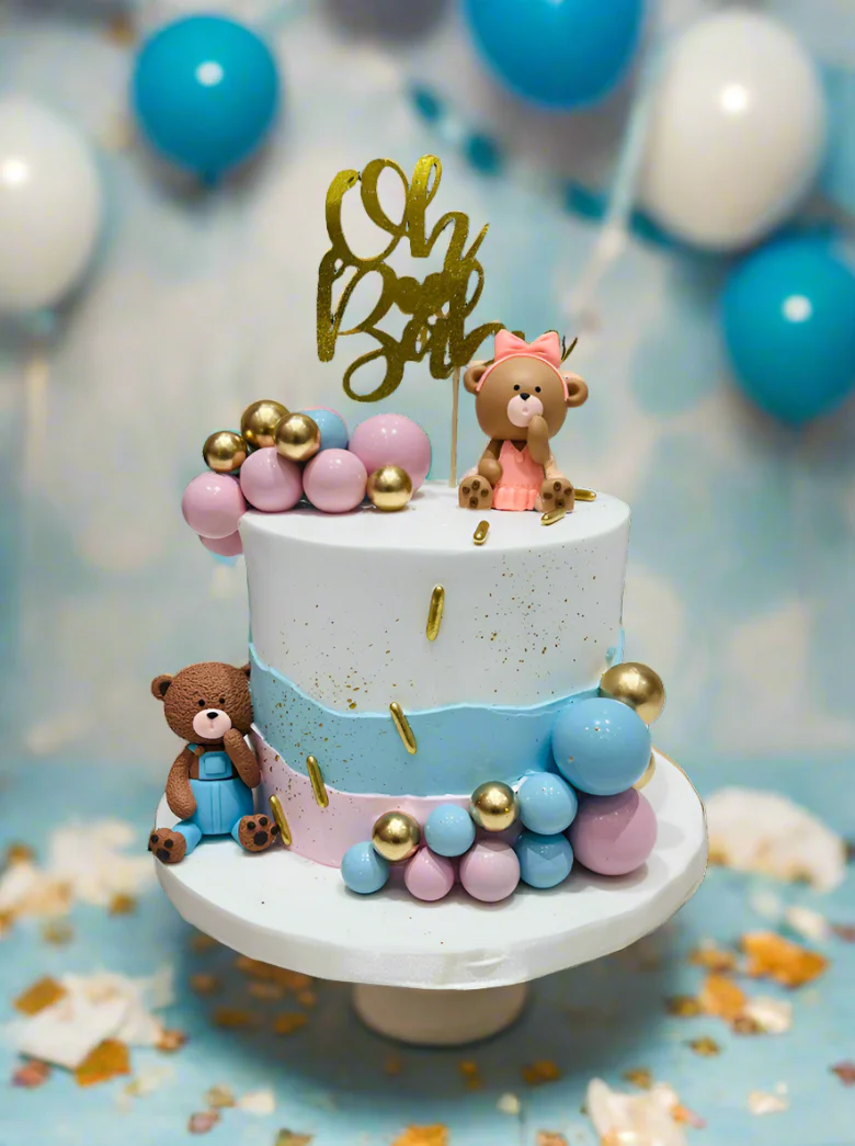 Teddy Toys Pink & Blue Cream Cake - Image 3