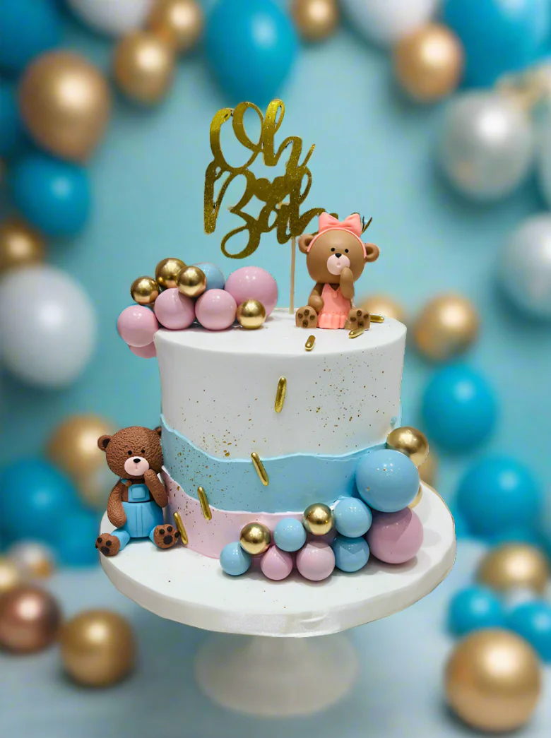 Teddy Toys Pink & Blue Cream Cake - Image 4