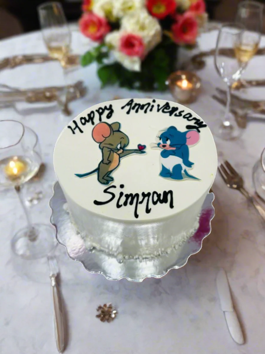 Tom & Jerry Couple Cream Cake - Image 3
