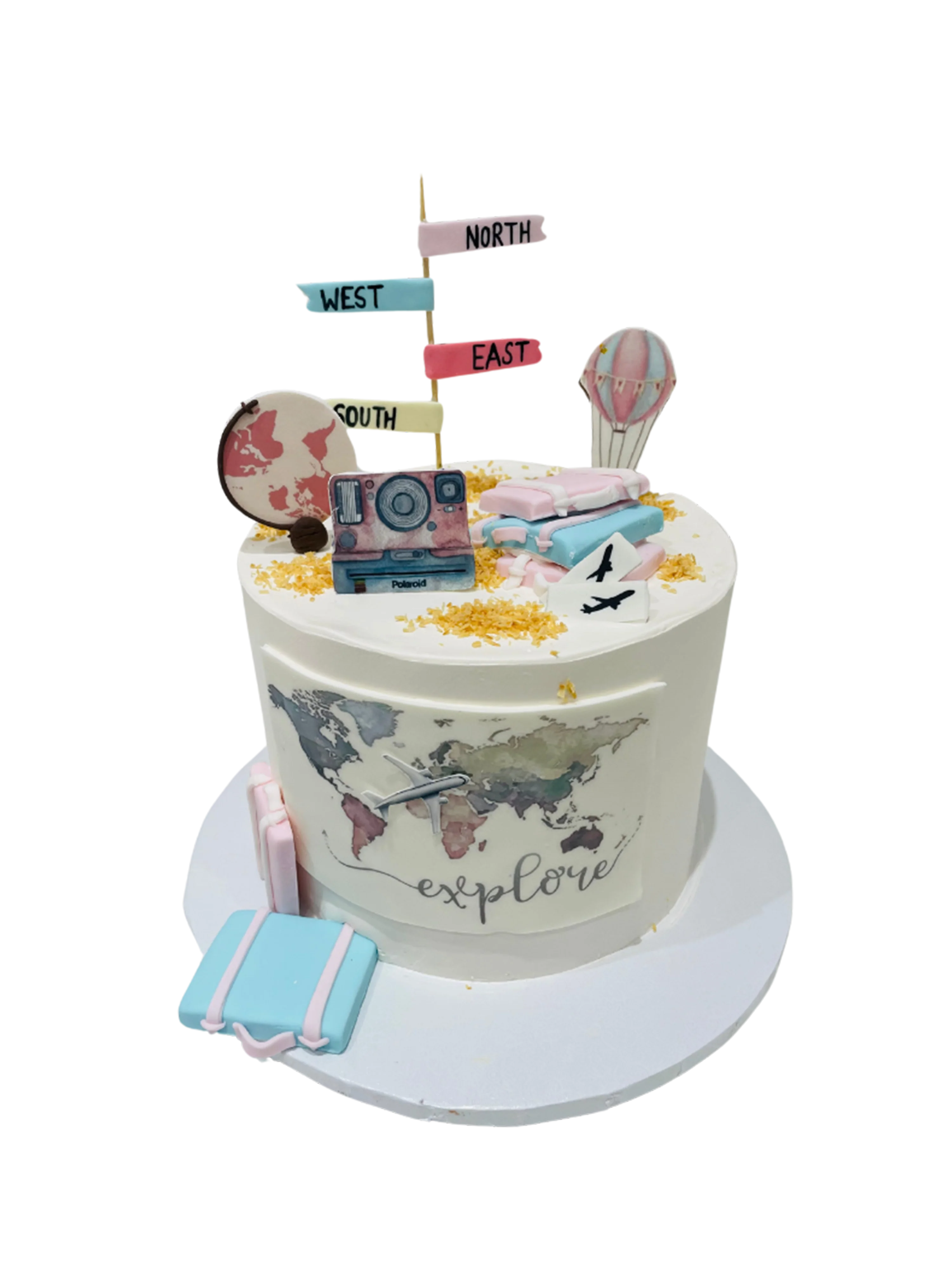 Travel Theme Cream Cake