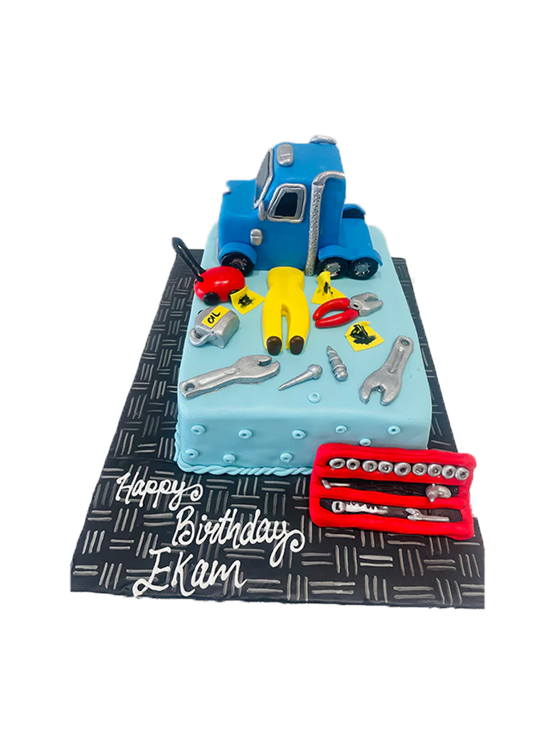 Truck Mechanic Fondant Cake