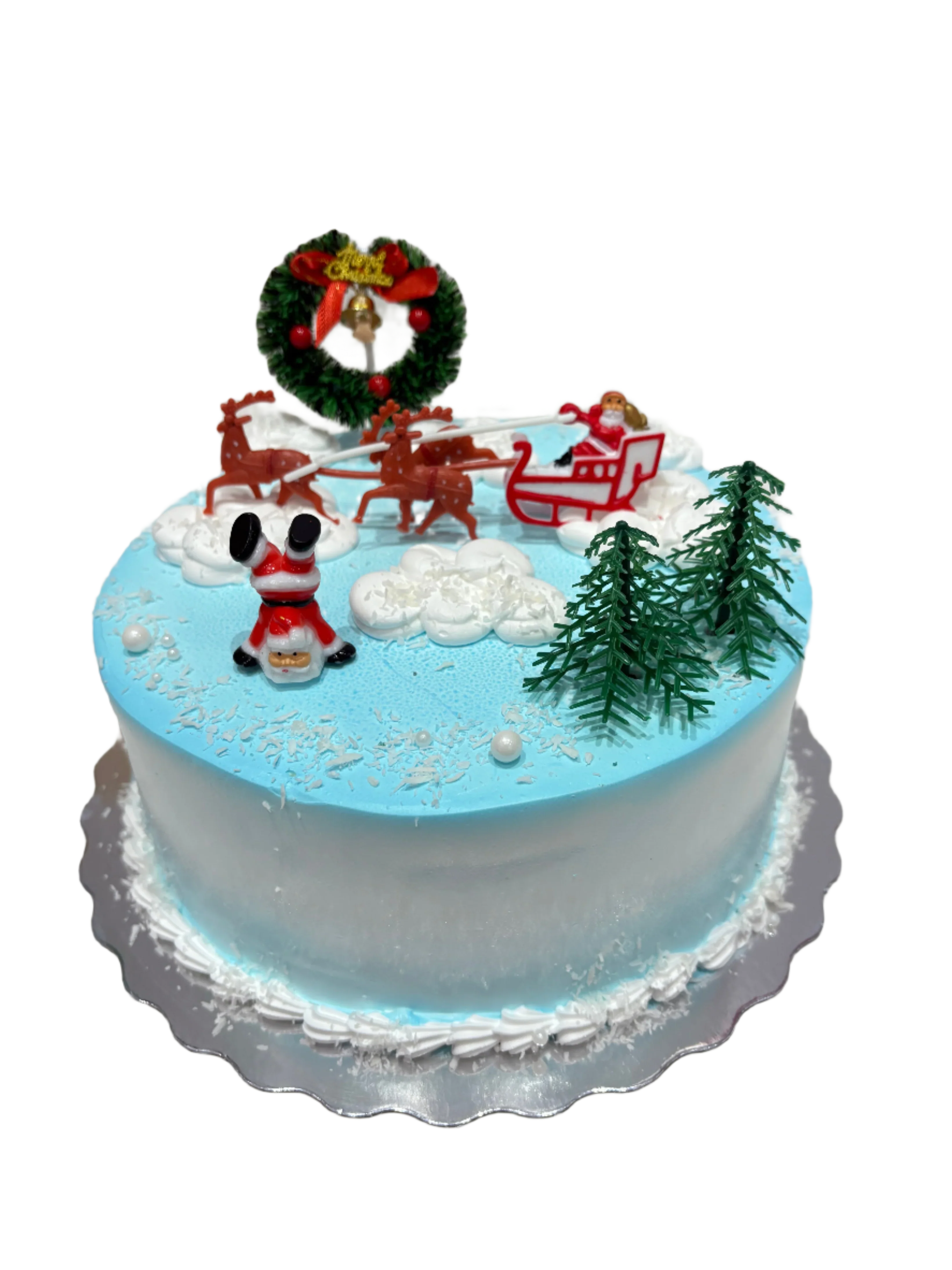 Tumbling Santa Blue Cake