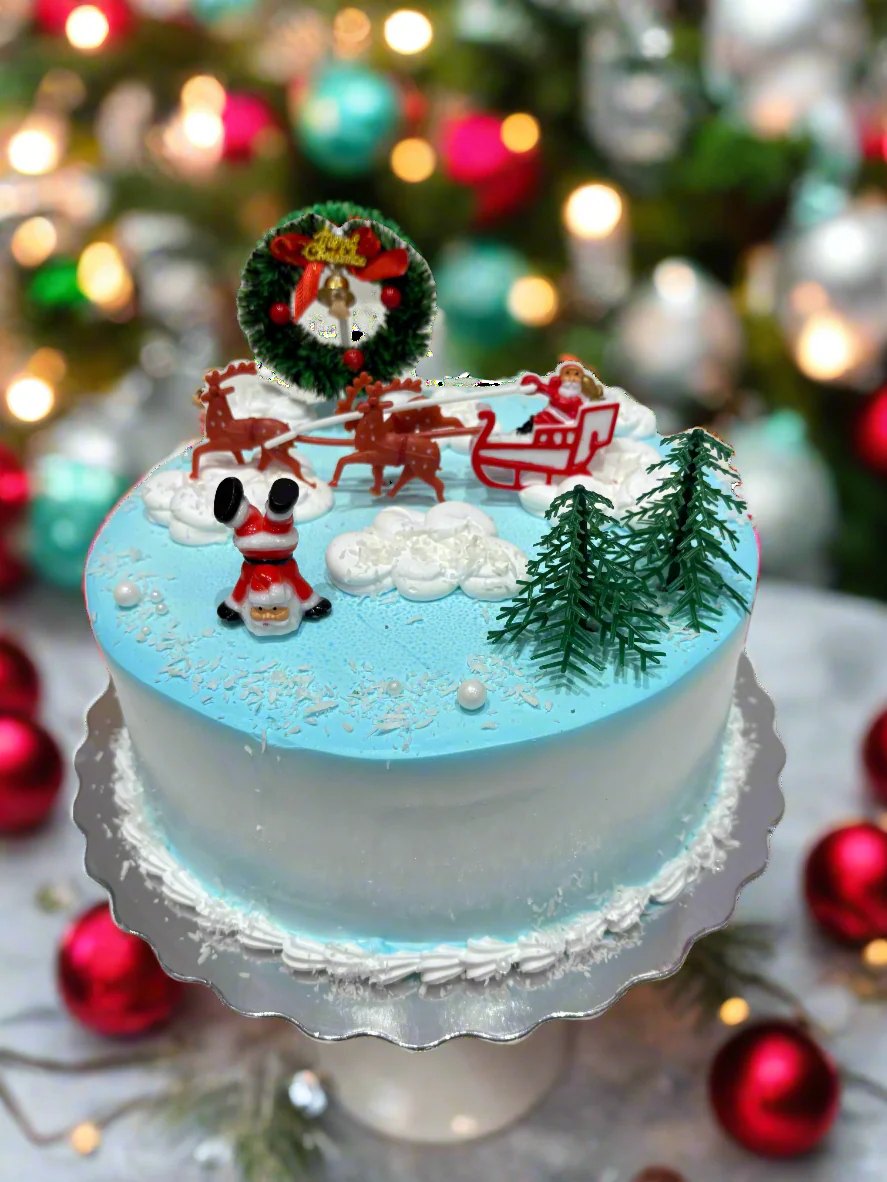 Tumbling Santa Blue Cake - Image 2