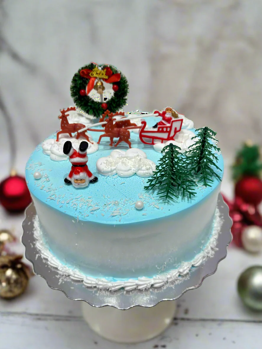 Tumbling Santa Blue Cake - Image 3