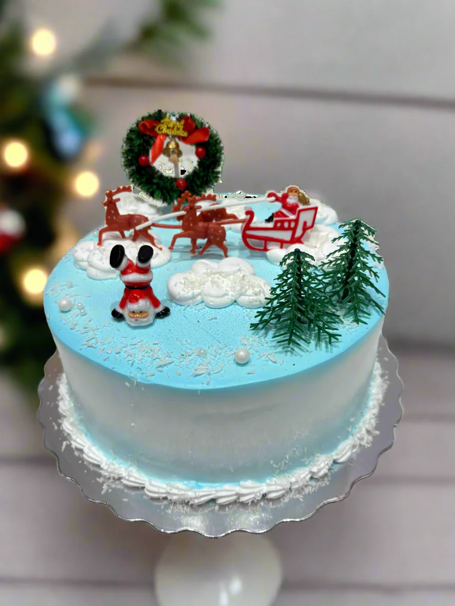 Tumbling Santa Blue Cake - Image 4
