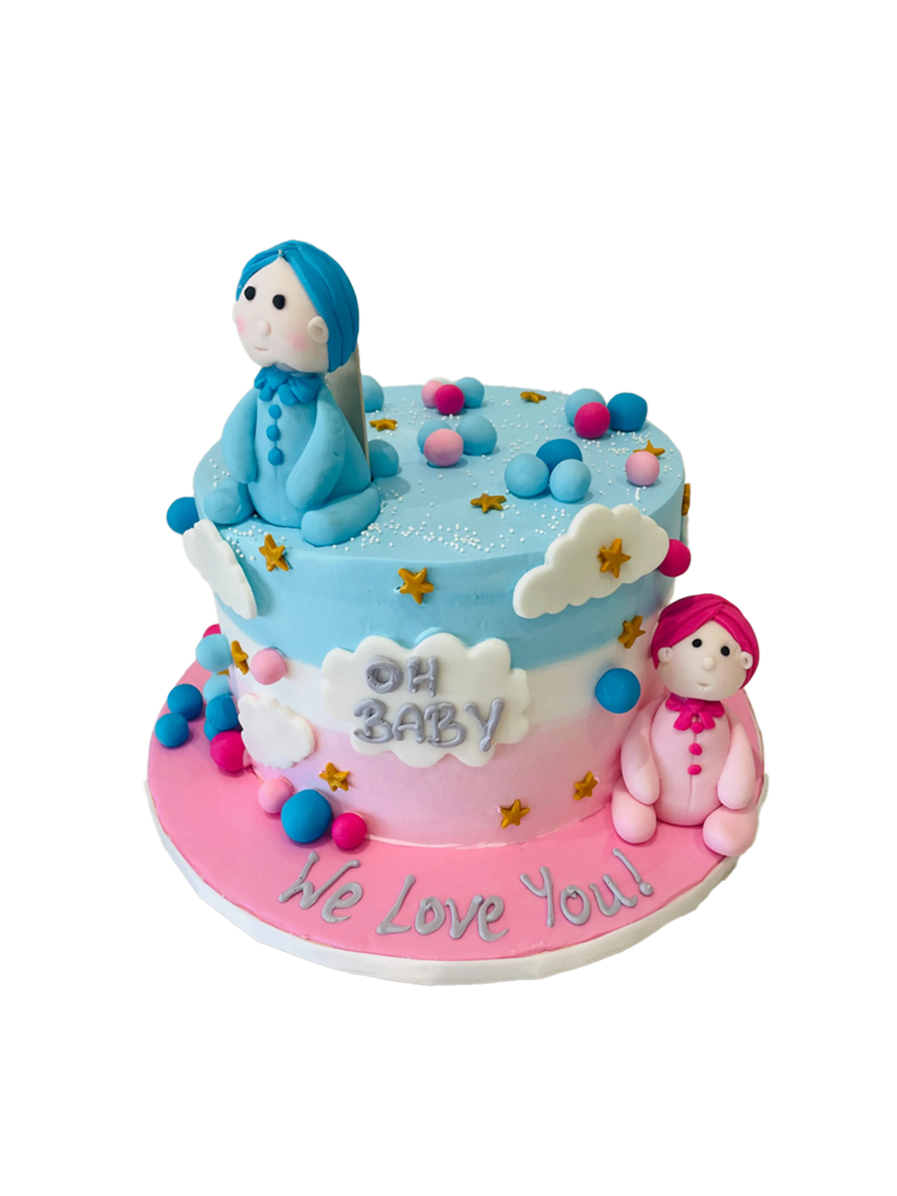 Twins Pink & Blue Birthday Cake