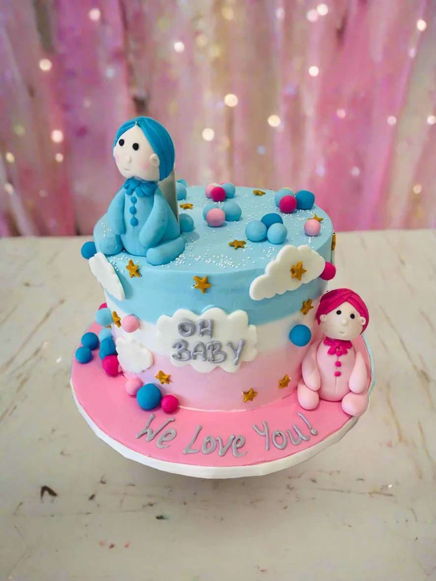 Twins Pink & Blue Birthday Cake - Image 2