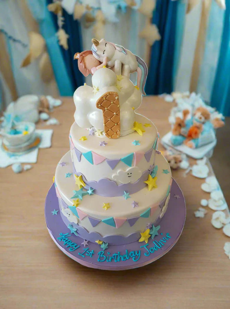 Unicorn Fondant Tiered Cake - Image 5