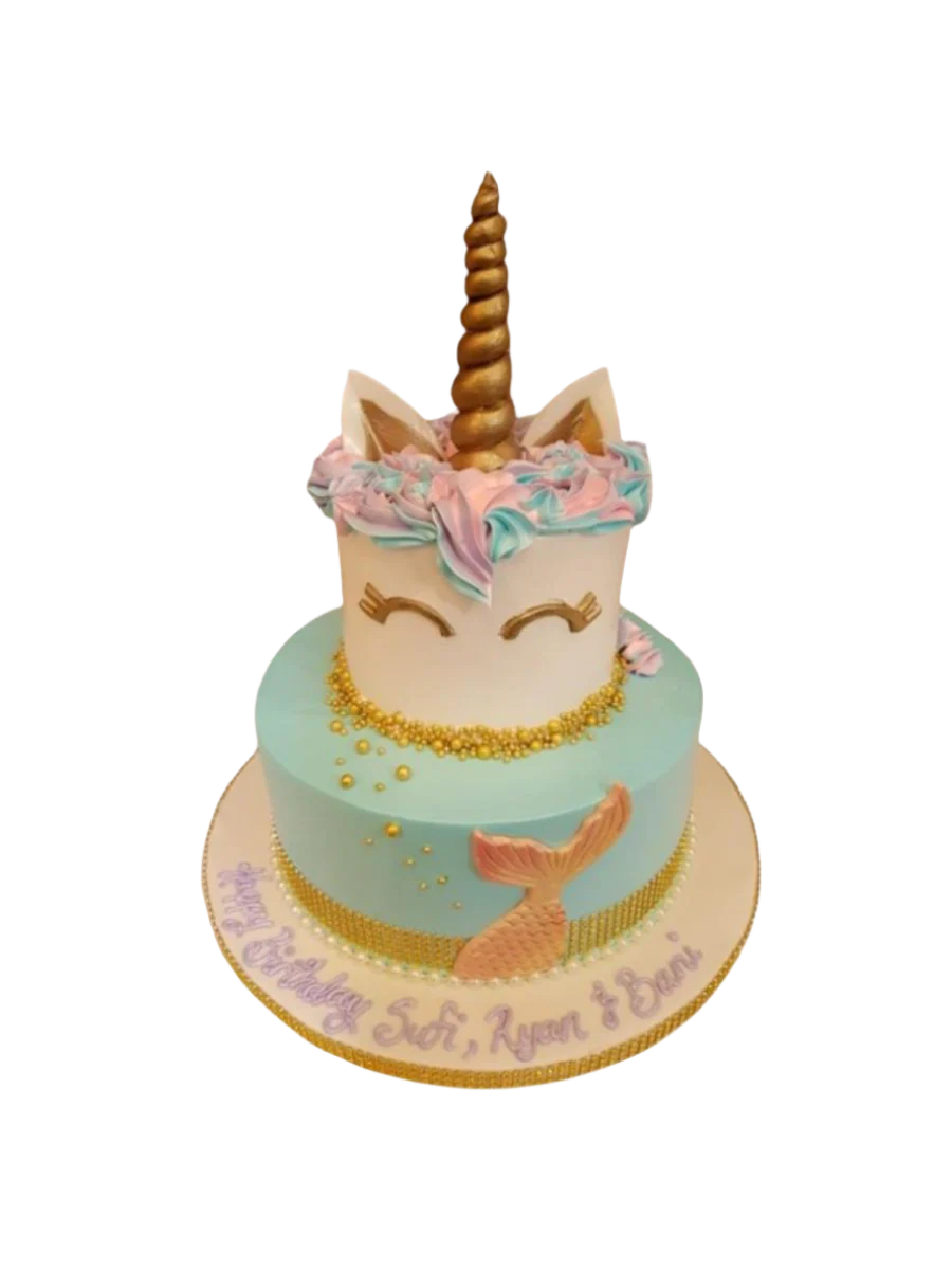 Unicorn Mermaid Tiered Cake
