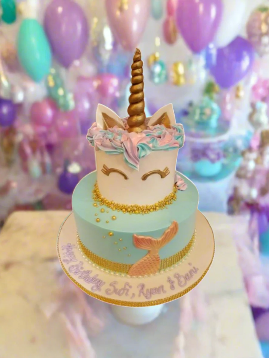 Unicorn Mermaid Tiered Cake - Image 3