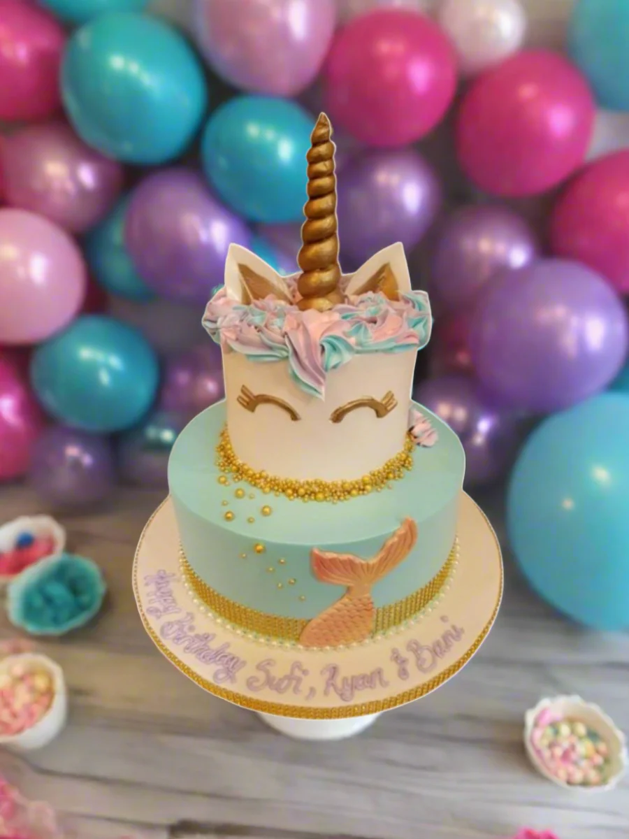 Unicorn Mermaid Tiered Cake - Image 4