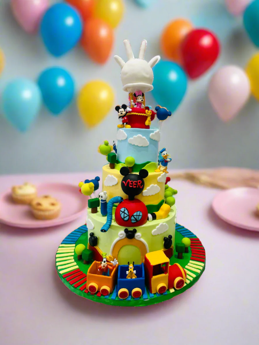 Veer's Mickeymouse Fondant Tiered Cake - Image 2
