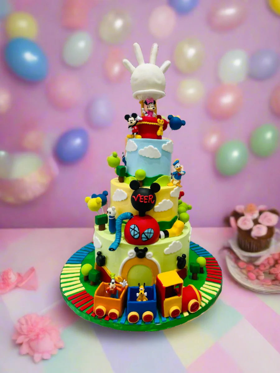 Veer's Mickeymouse Fondant Tiered Cake - Image 3