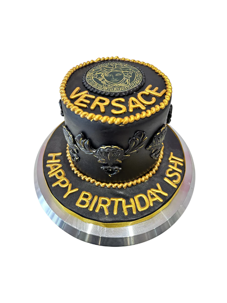 Versace Black & Gold Fondant Cake