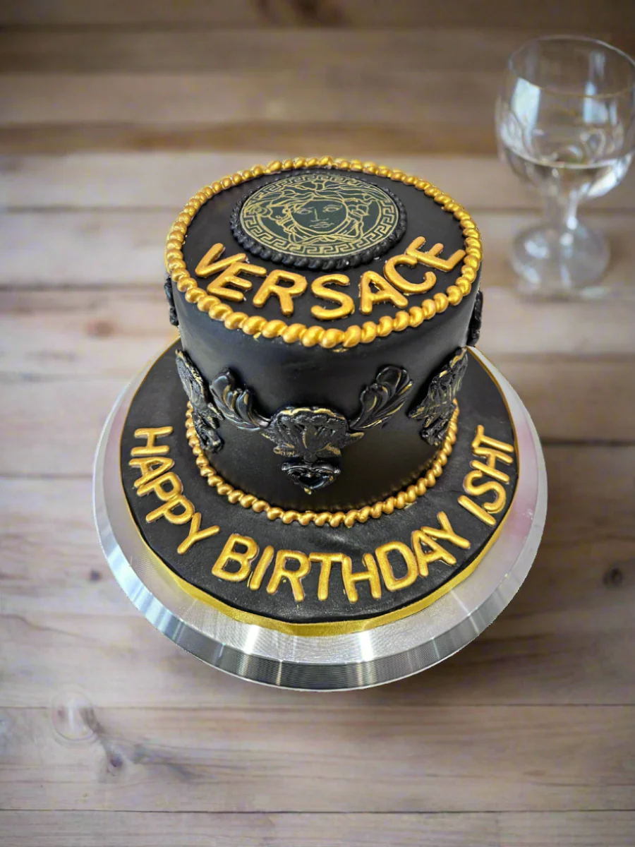 Versace Black & Gold Fondant Cake - Image 2