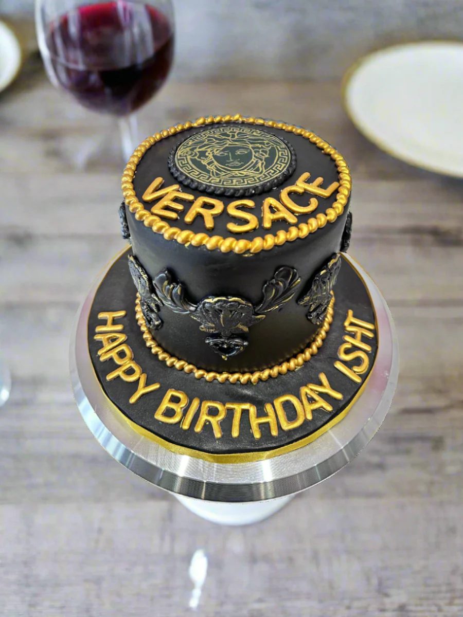 Versace Black & Gold Fondant Cake - Image 4