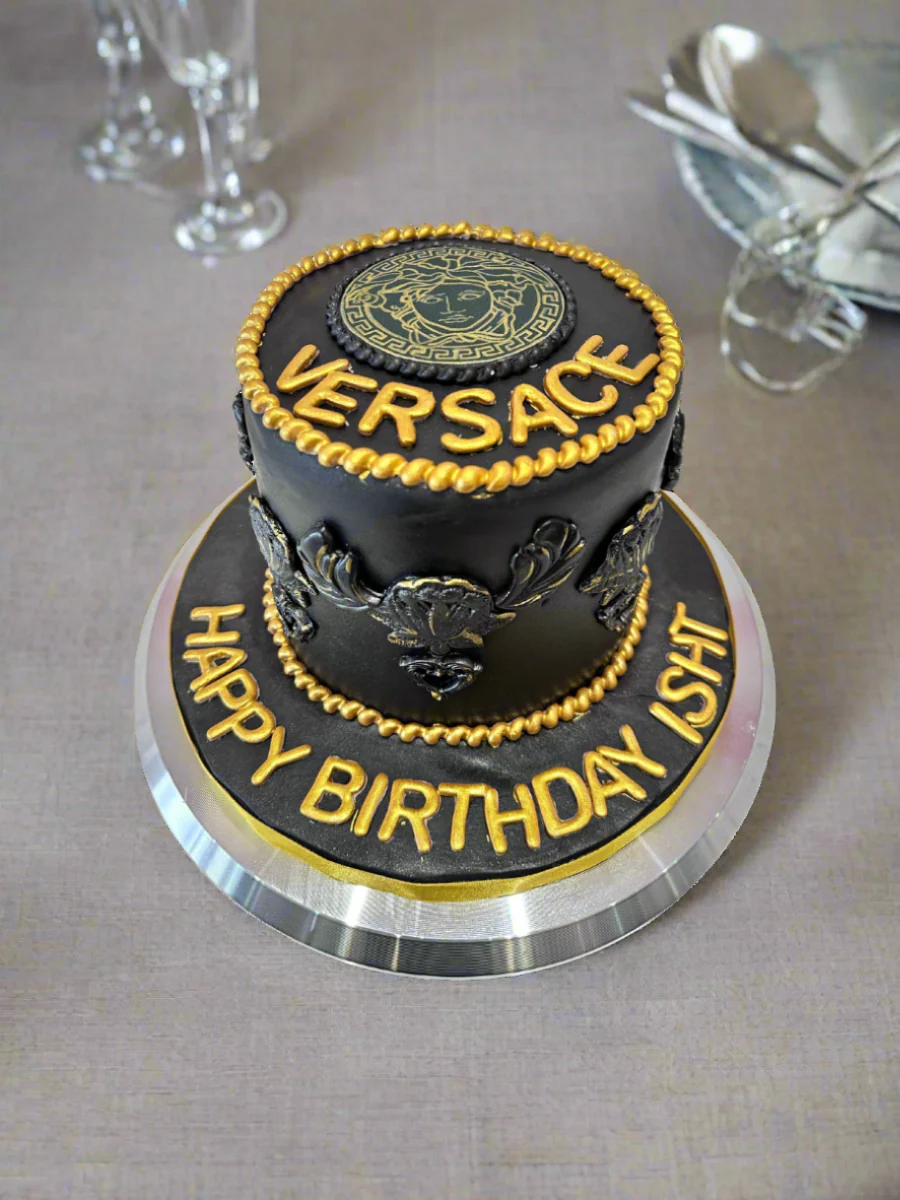 Versace Black & Gold Fondant Cake - Image 5