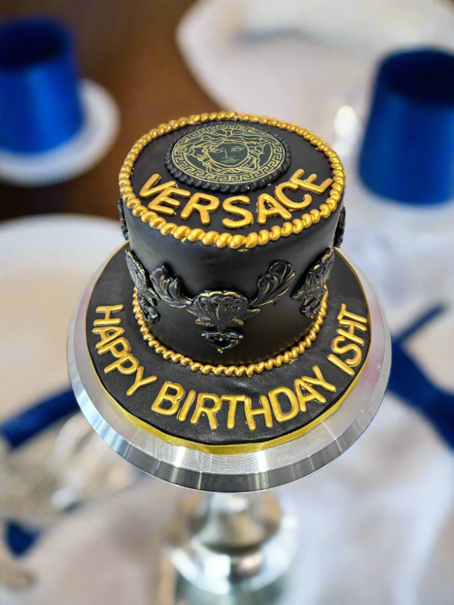 Versace Black & Gold Fondant Cake - Image 6