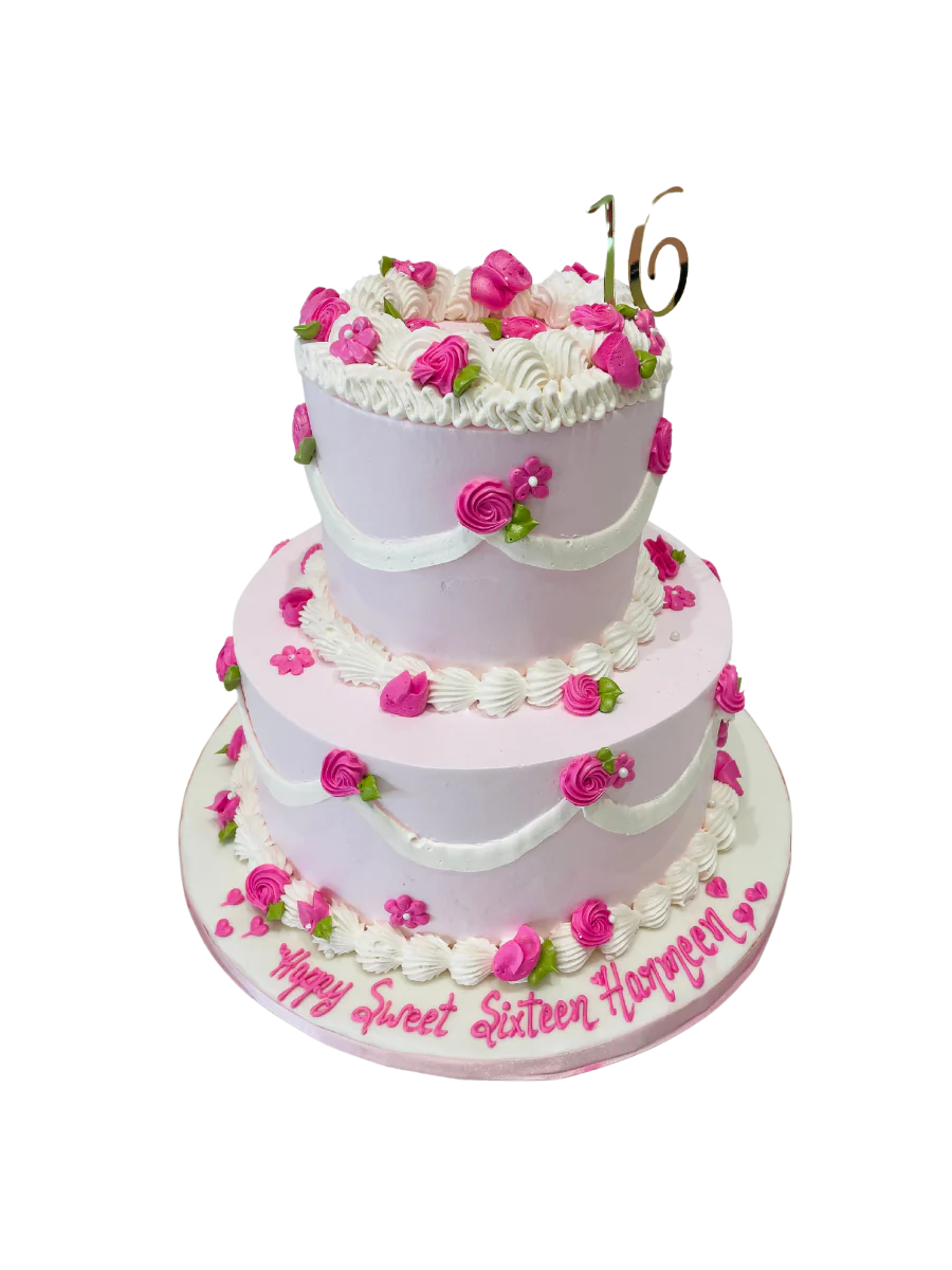 Vintage Pink Tiered Cream Cake