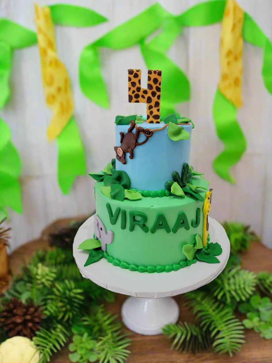 Viraaj Jungle Cream Tiered Cake - Image 2