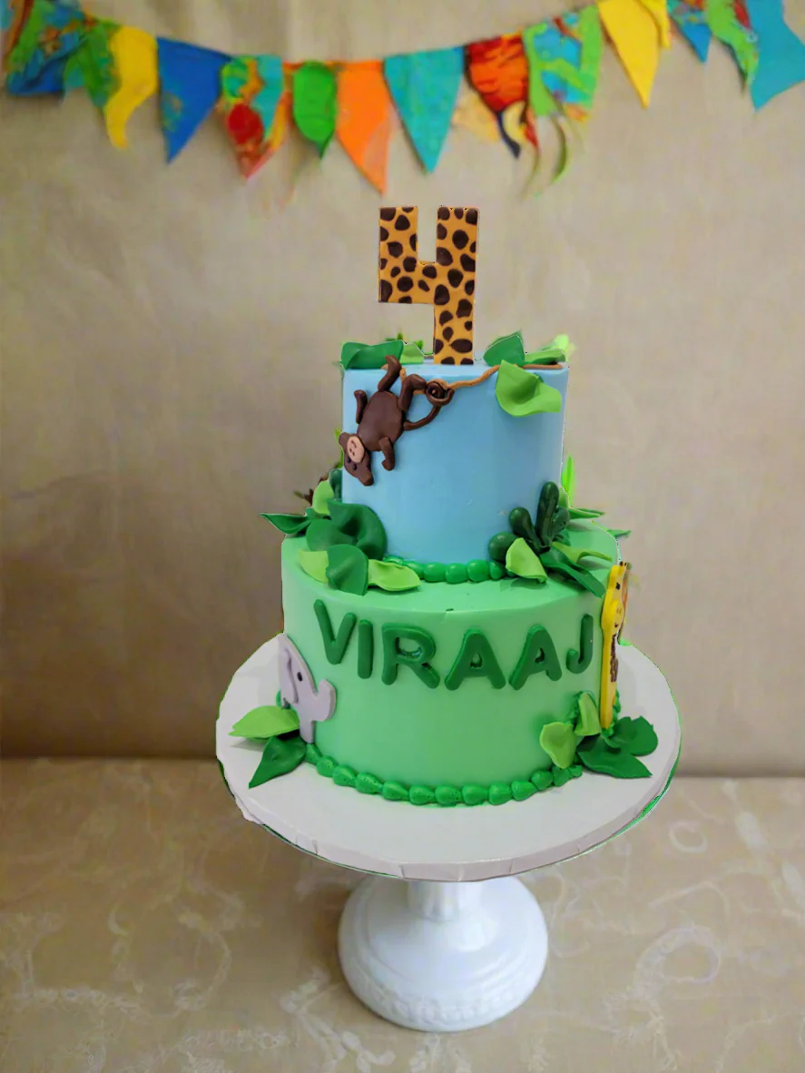 Viraaj Jungle Cream Tiered Cake - Image 3