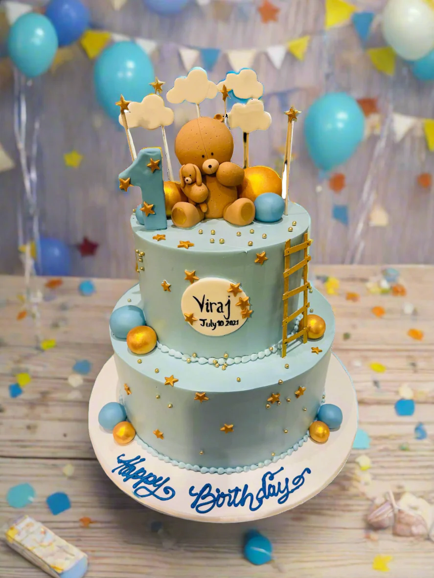 Viraj First Birthday Teddy Cake - Image 3