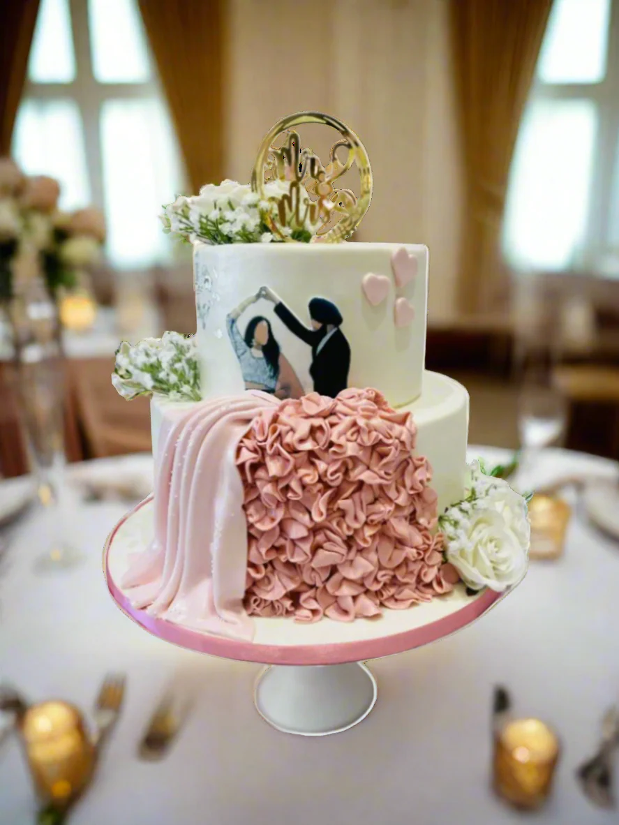 Wedding Ruffle Fondant Cake - Image 3