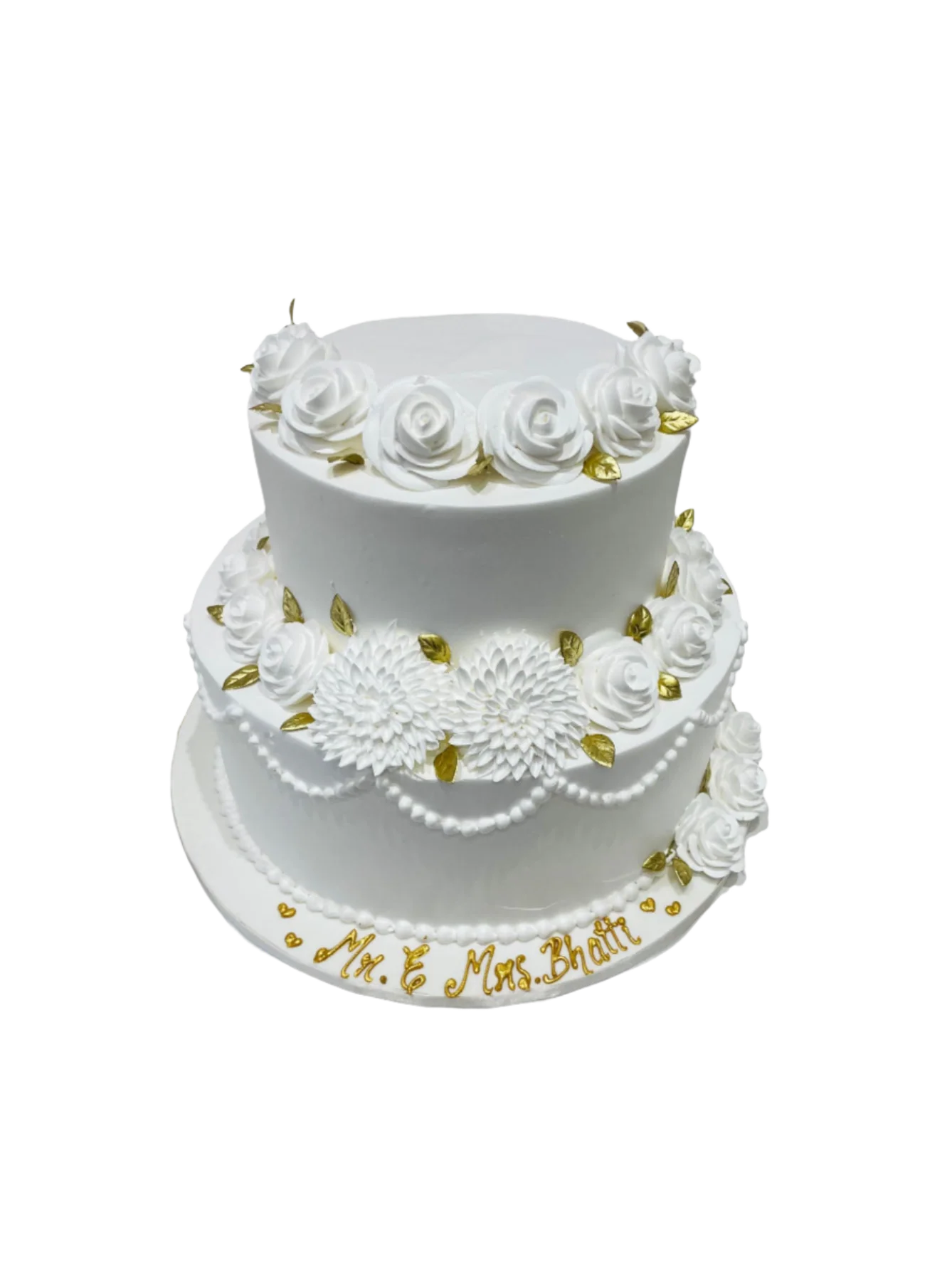 White And Gold Wedding Cake