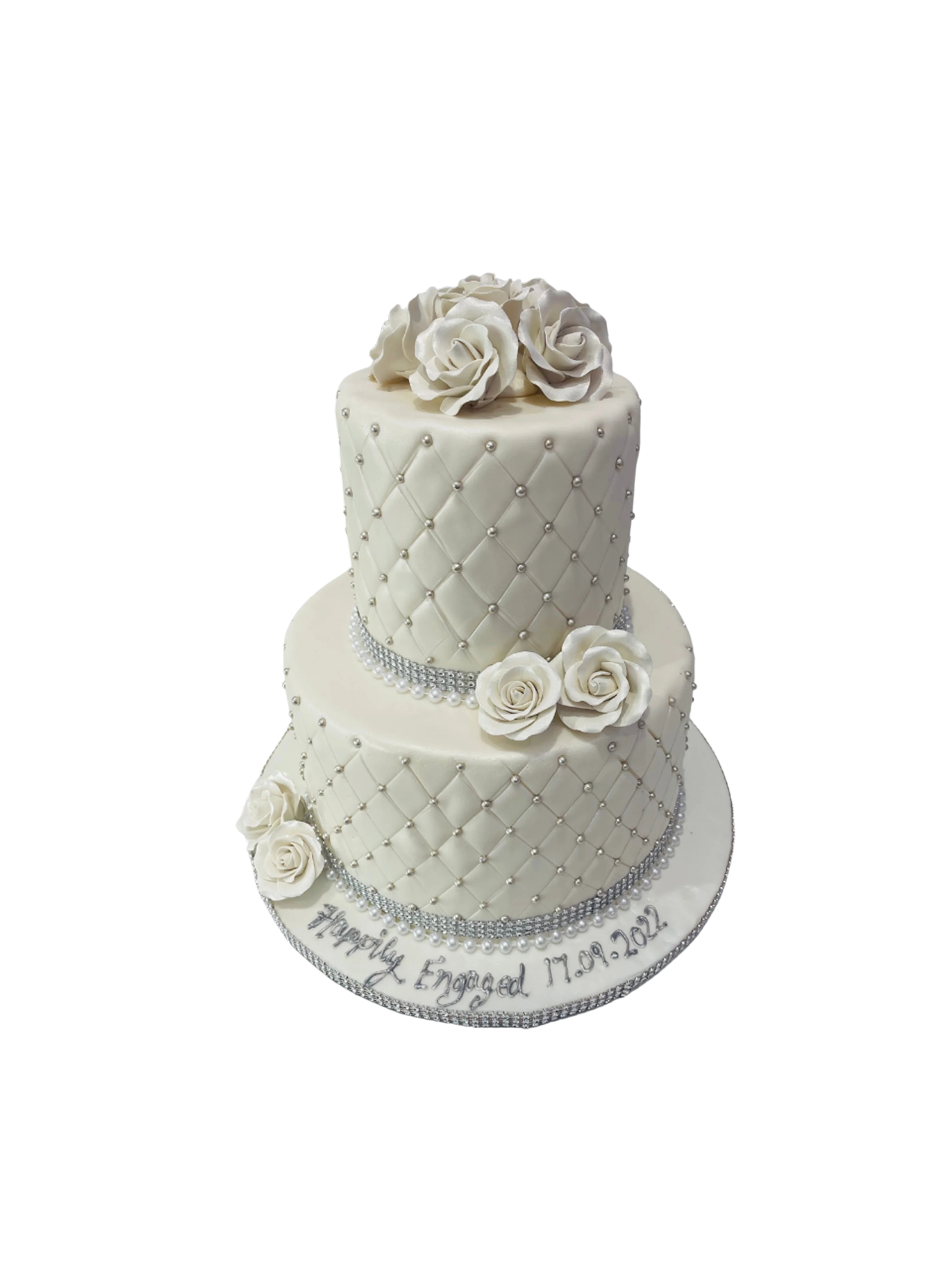 White And Silver Fondant Cake