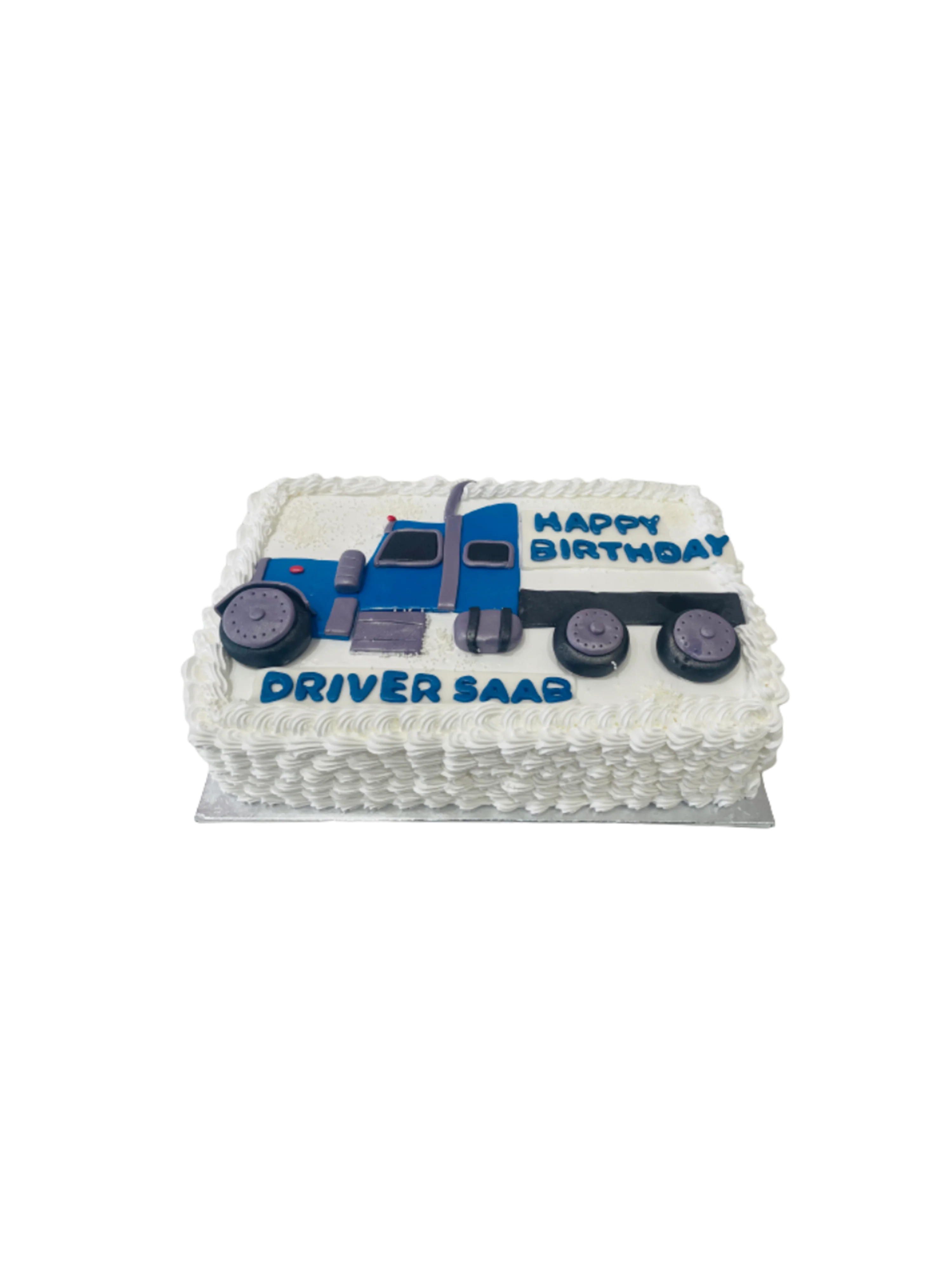 White & Blue Truck Cream Cake
