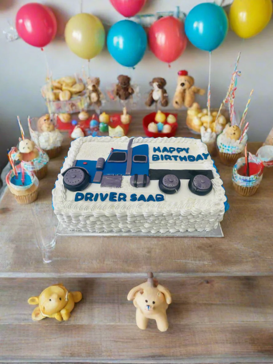 White & Blue Truck Cream Cake - Image 2