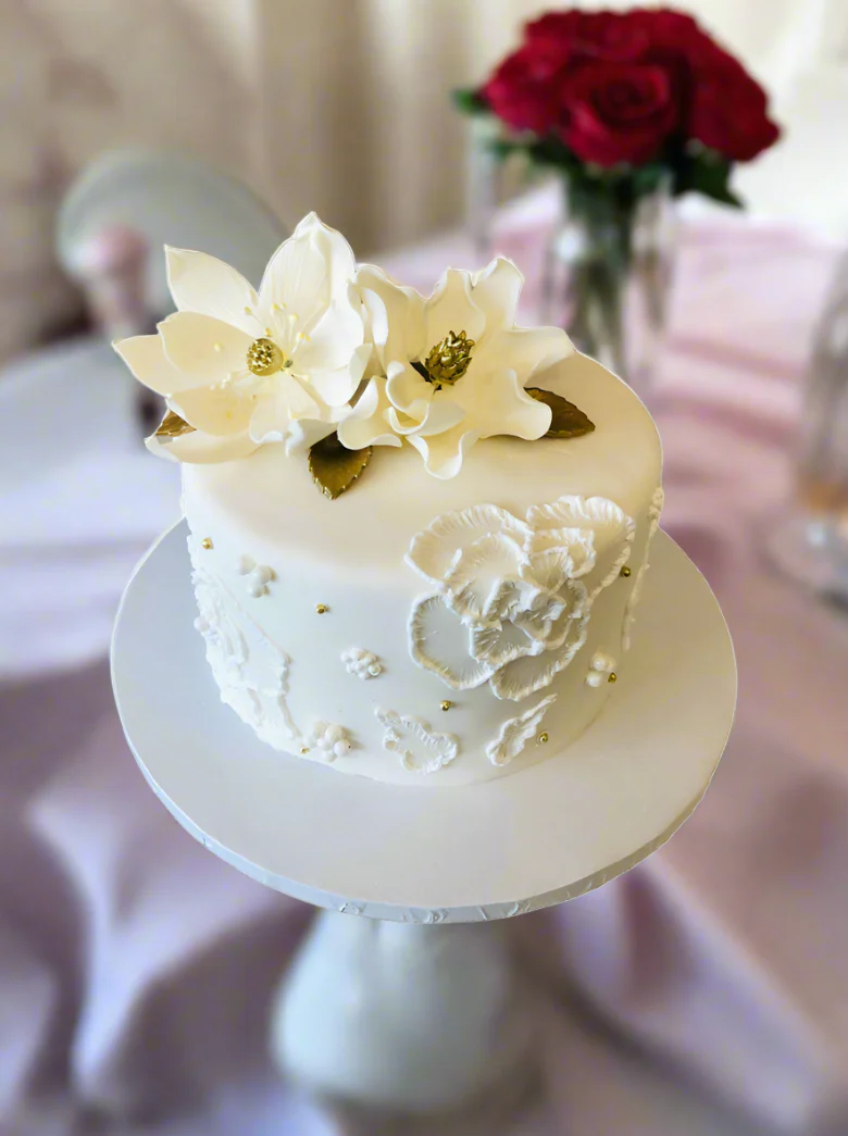 White Fondant Birthday Cake - Image 3