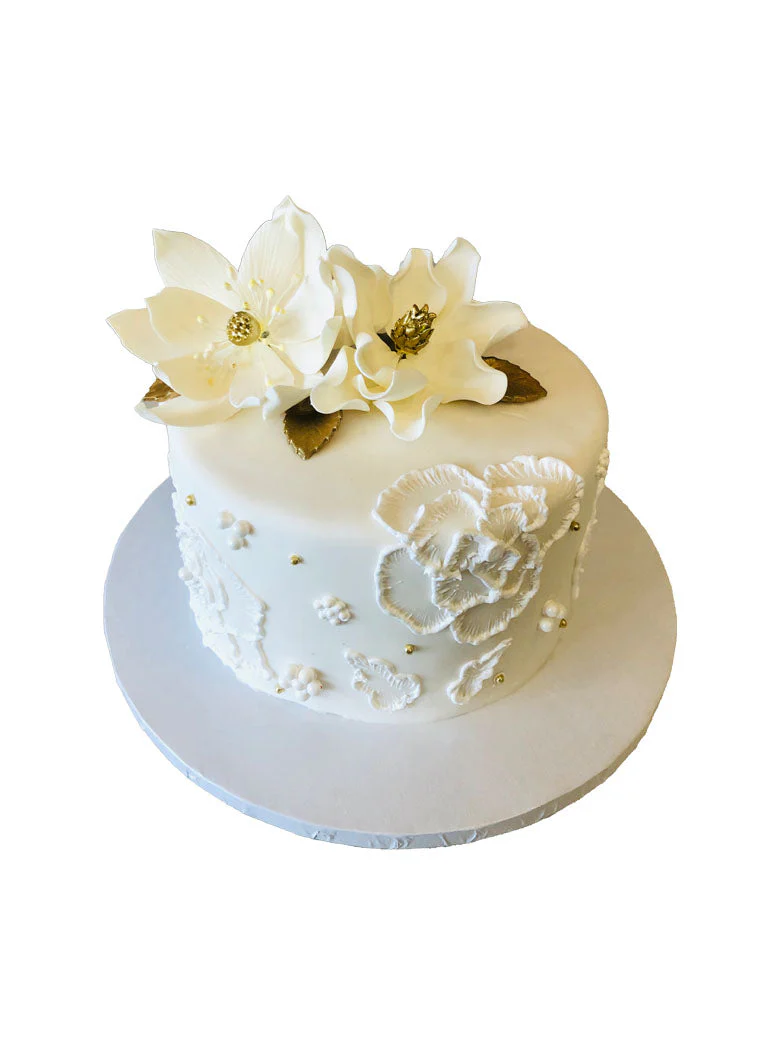 White Fondant Birthday Cake - Image 7