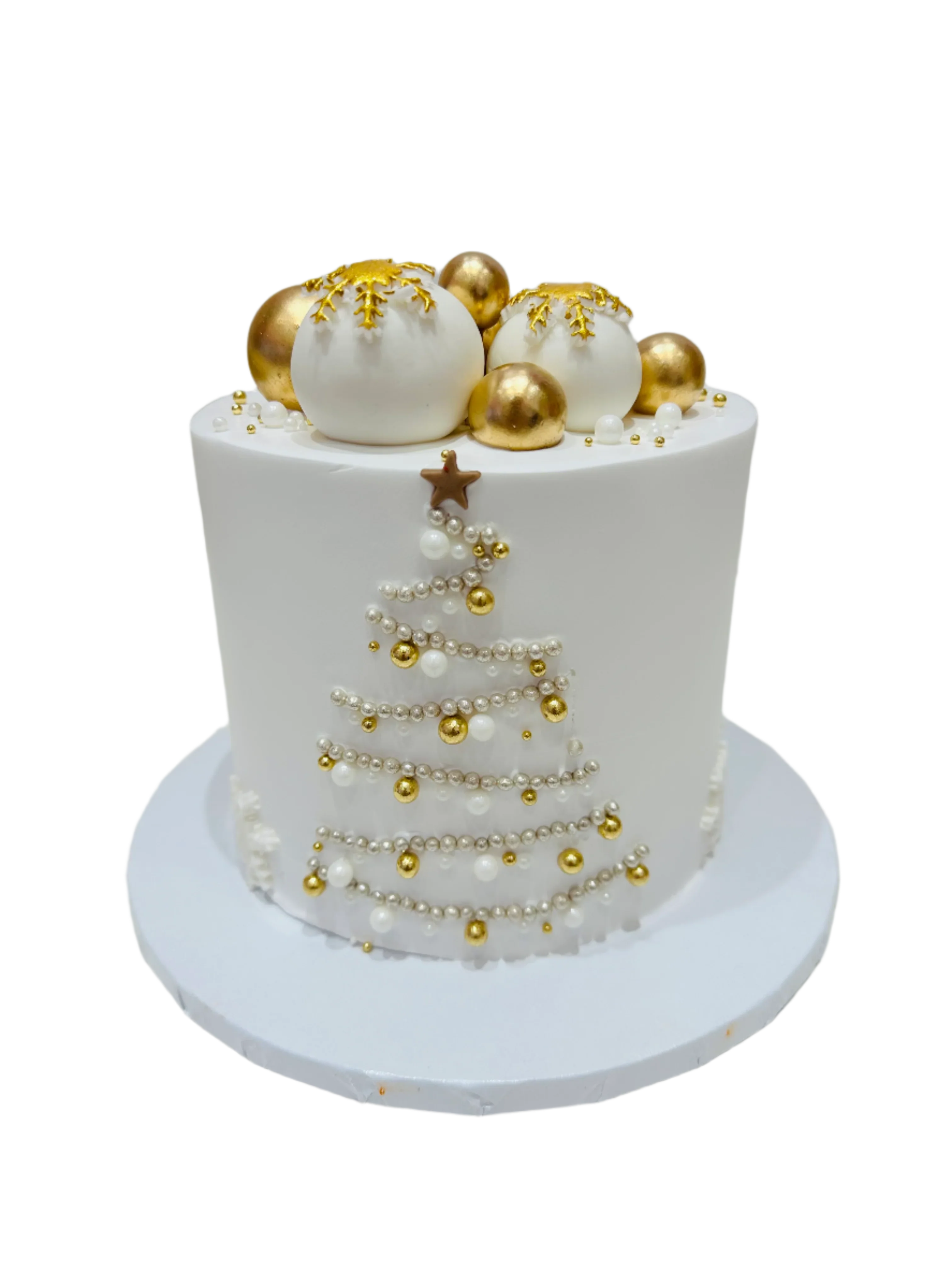 White & Gold Christmas Cake