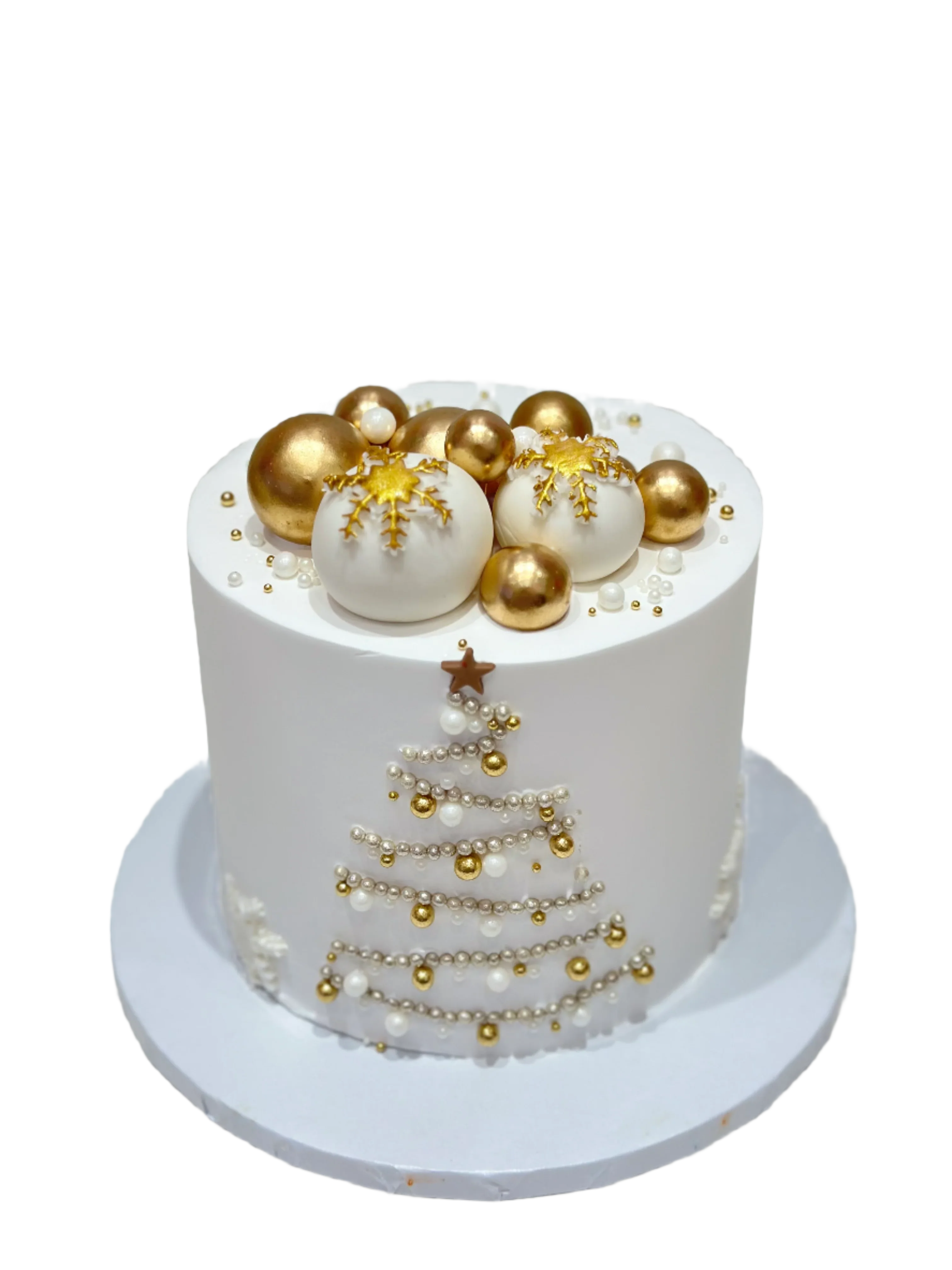 White & Gold Christmas Cake - Image 3