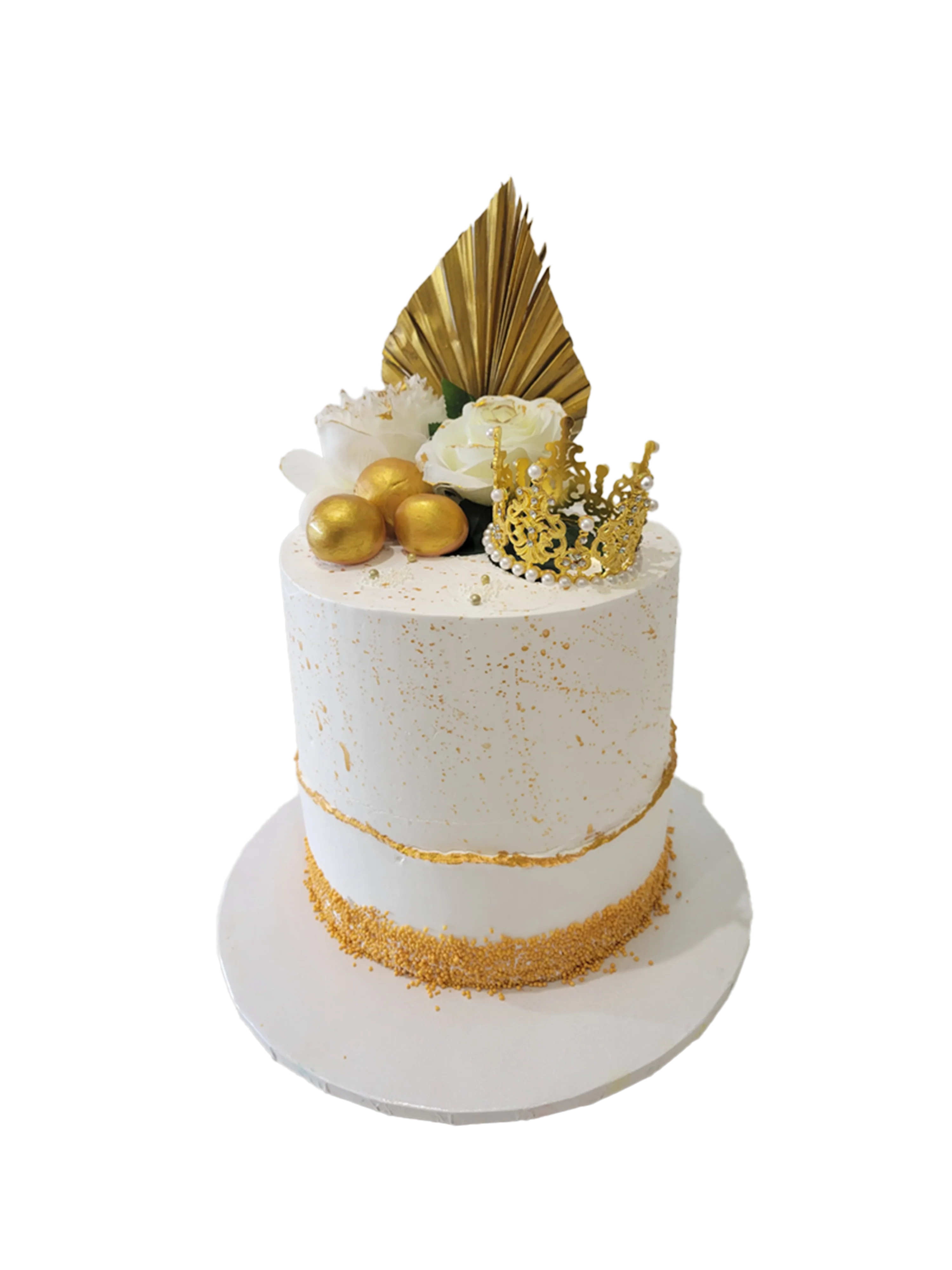 White & Gold Crown Cake