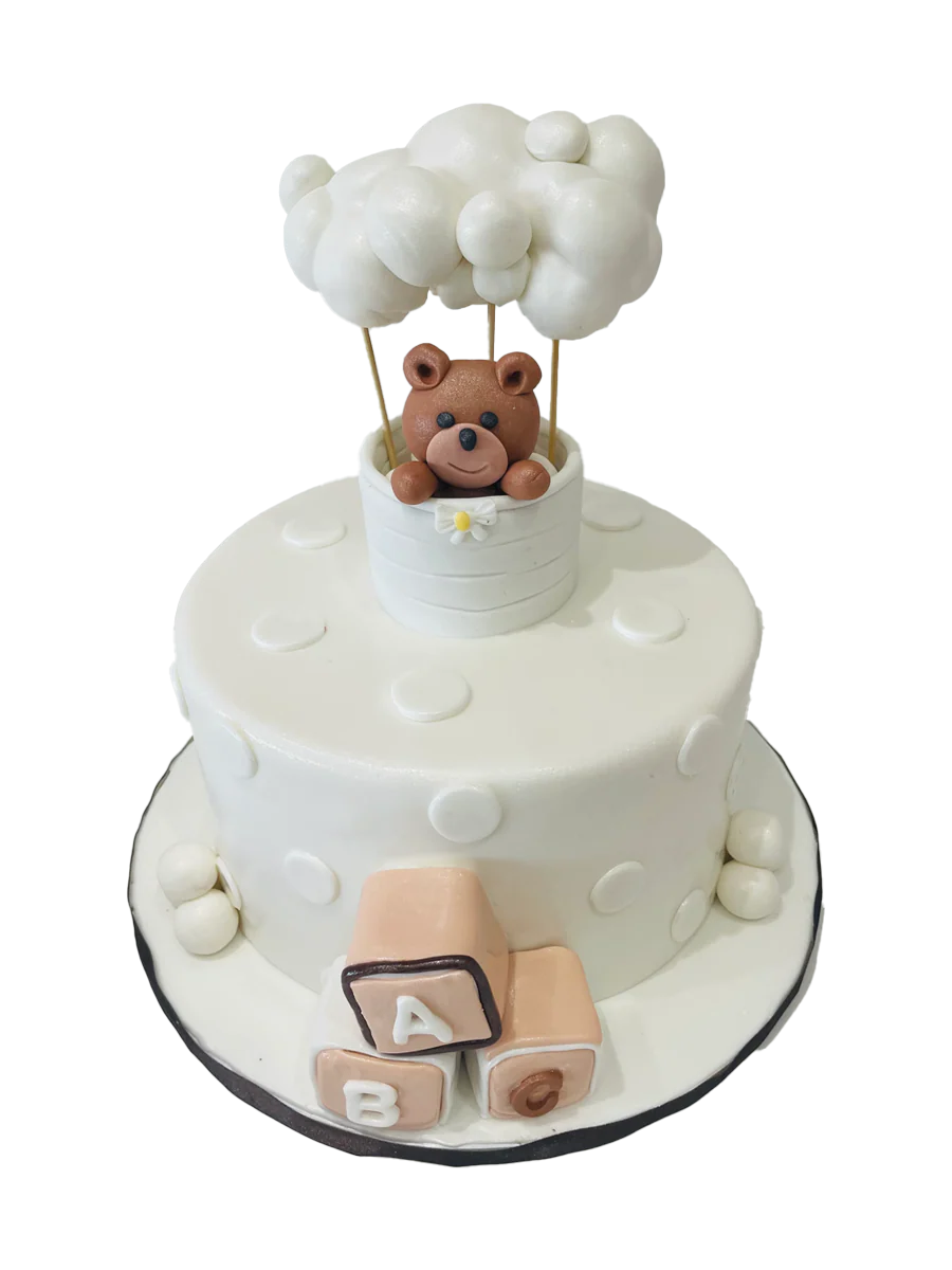 White Hot Air Balloon Fondant Cake