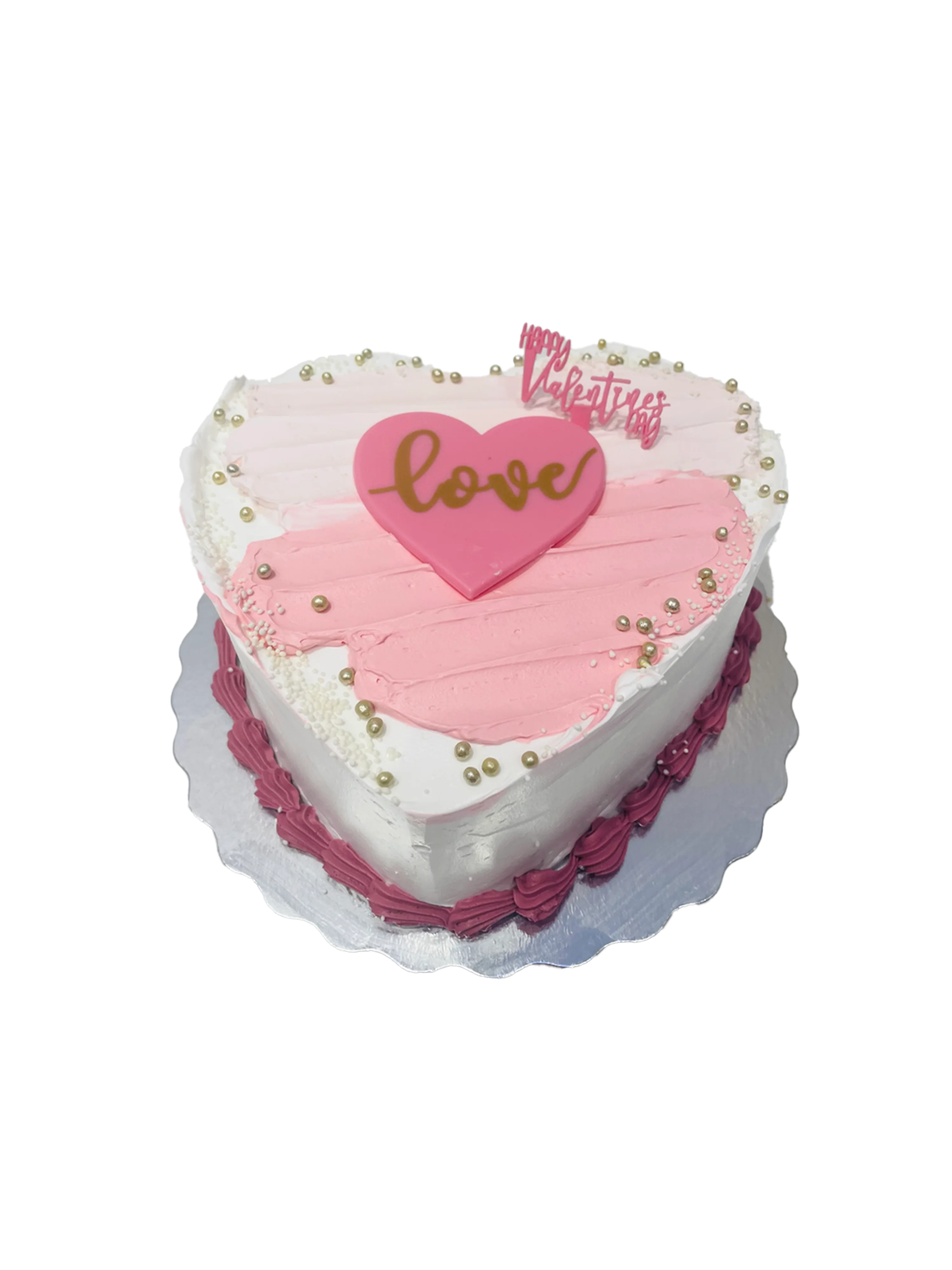 White & Pink Heart Cake