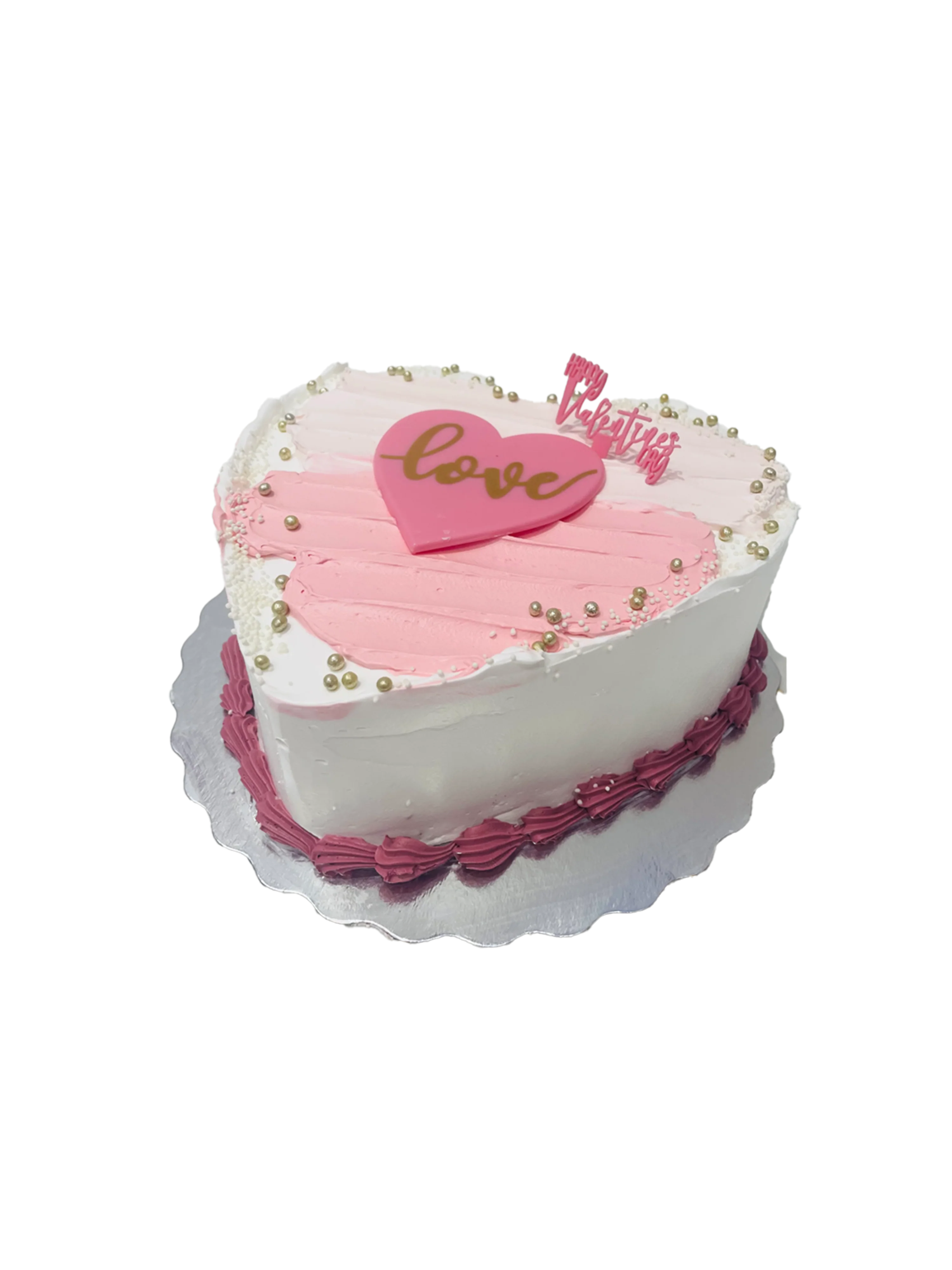 White & Pink Heart Cake - Image 4