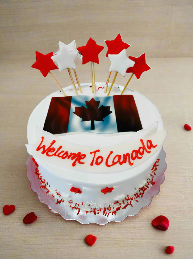 White & Red Canada Cream Cake - Image 2