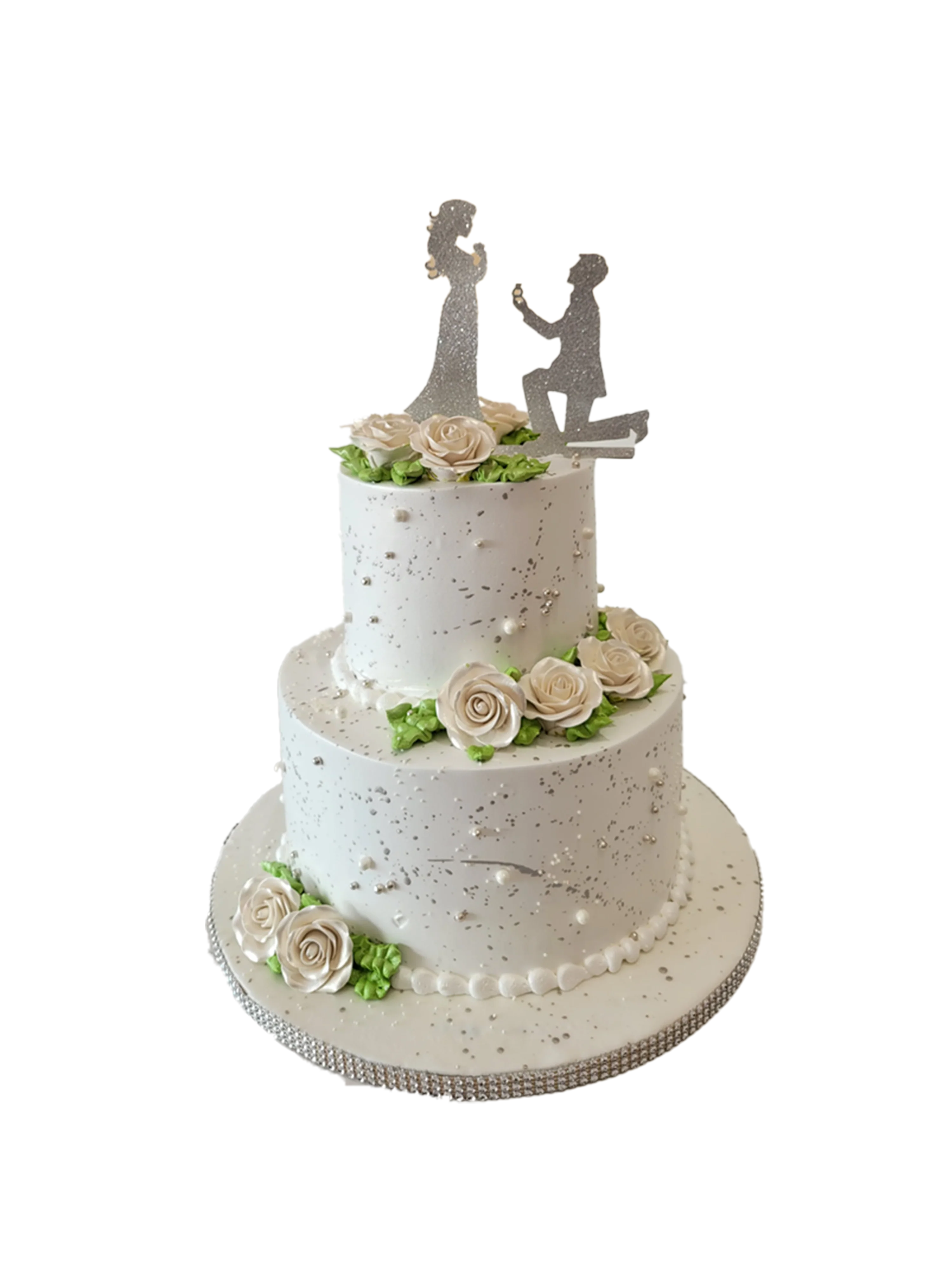 White Rose Engagement Cake