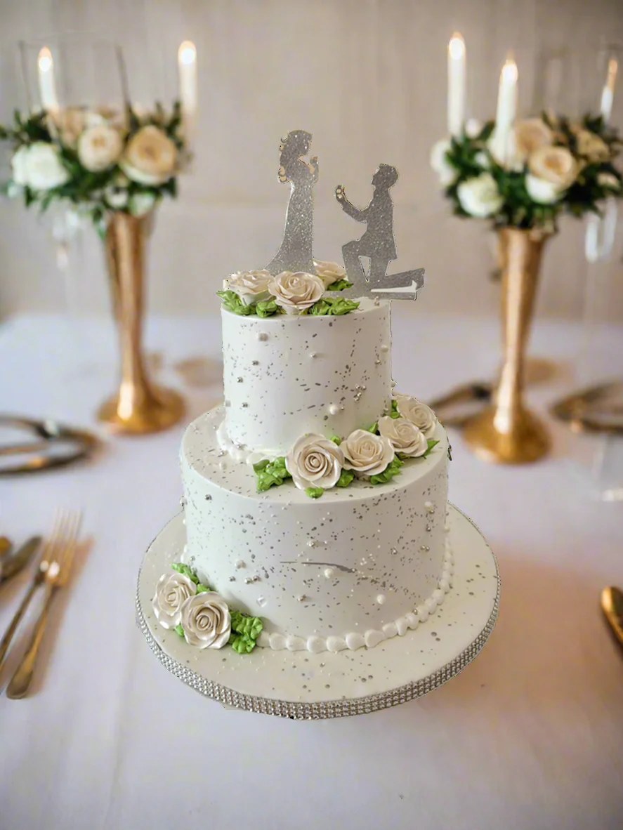White Rose Engagement Cake - Image 2