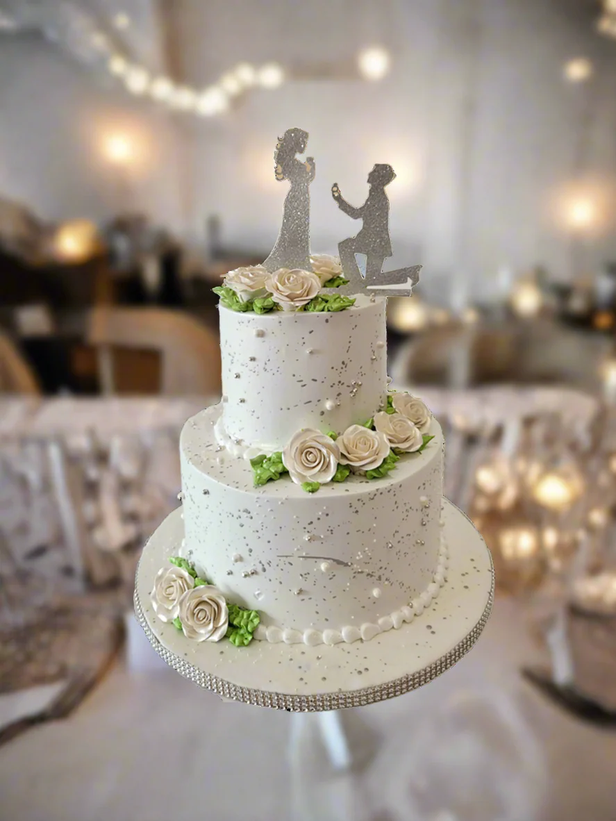 White Rose Engagement Cake - Image 3